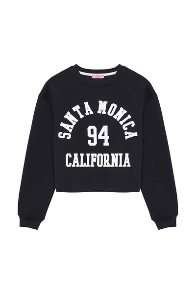 Quzu Cut Detailed Printed Crop Sweatshirt