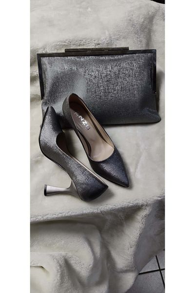 ÇİĞDEM KUNDURA Shiny Black Crocus Stiletto - Goblet Heel (Enz)