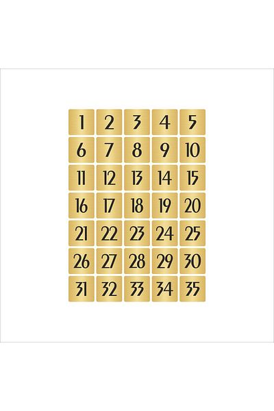 Özarslan Dizayn باب معدني رقم خزانة طاولة موديل بسيط 10×10 سم لون ذهبي 35 قطعة (1…35)