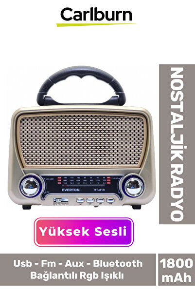Carlburn Güneş Enerjili Yüksek Sesli Retro Nostalji Bluetooth Usb Sd Kart Rad...