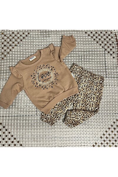 Miniworld Kız Bebek Leopar Desenli Alt Üst Takım