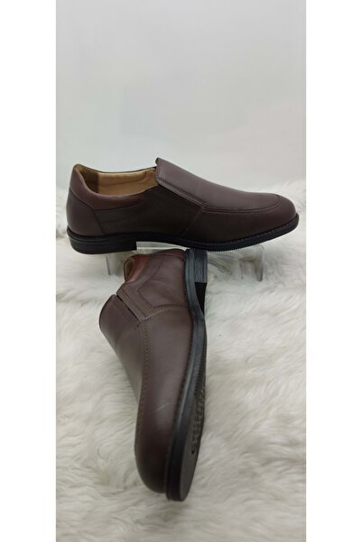 ÇİĞDEM KUNDURA Çiğdem Acı Kahve Справжня шкіра З боками на гумці Класичні чоловічі черевики (SEÇKİN)