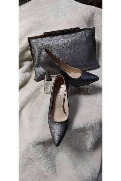 ÇİĞDEM KUNDURA Shiny Black Crocus Stiletto - Goblet Heel (Enz)
