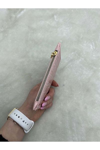 ÇİĞDEM KUNDURA Crocodile Leather Women's Card Holder Wallet - Çiğdem Powder
