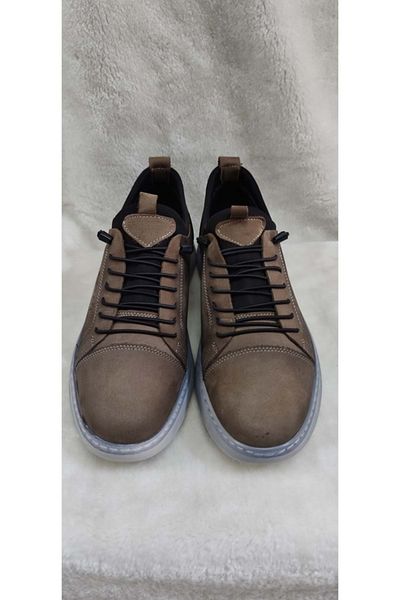 ÇİĞDEM KUNDURA Real Nubuck Leather Tied Rubber - Sand Color Ανδρικά παπούτσια Crocus