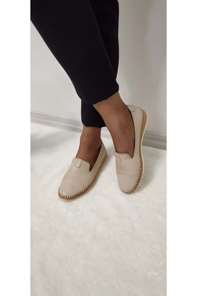 Voyager Beige Colored Real Leather Ballerinas