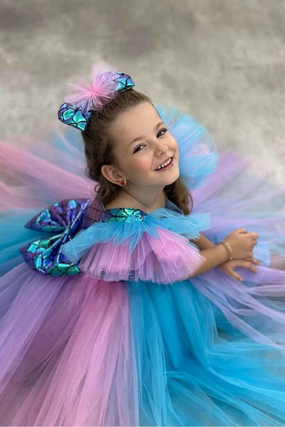 ABİYEKİDS Πολύχρωμη στολή χορού Mermaid Party - Φόρεμα για κορίτσια ABY885