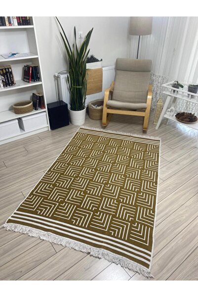 stay with love Kilim Pamuklu Dokuma Çift Taraflı Kullanılabilir Makinede Yıka...