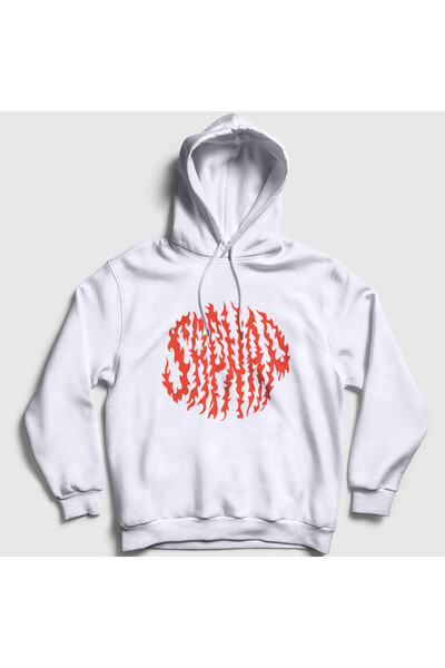 Presmono Minecraft Капюшоном Unisex Світшот - Білий, Sapnap V2 Flame Alev Ateş Desenli 504313tt