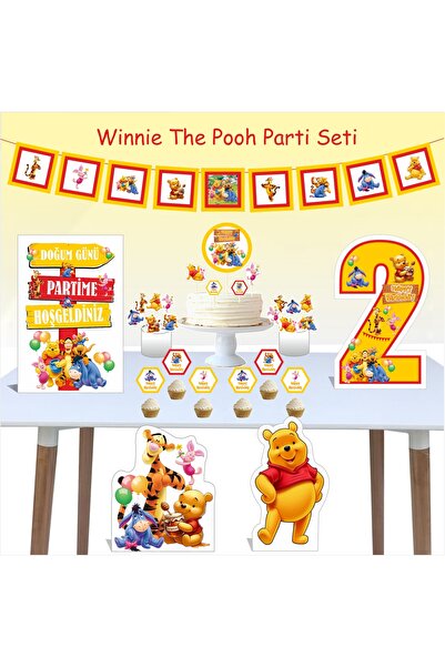 SİYAH PARTİ EVİ 2 Yaş Doğum Günü Winnie The Pooh Parti Seti