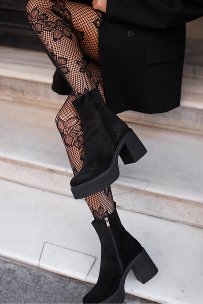 ANGELİNA JONES BACİO KADIN SİYAH GERCEK SUET PLATFORM TOPUKLU BOT