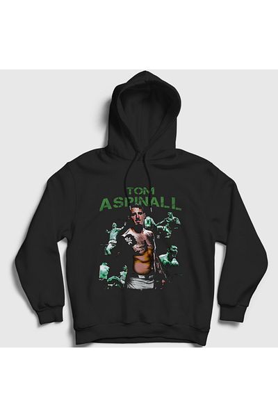 Presmono Унисекс черен суитшърт с качулка Tom Aspinall UFC MMA Martial Arts 504487tt