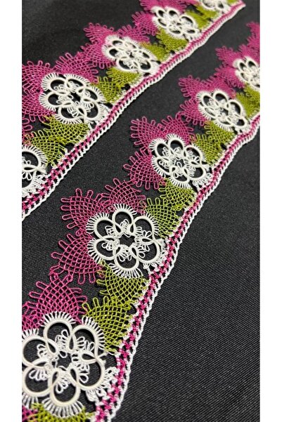 İĞNEOYASI Towel Side - Shuttle Embroidery - Handcrafted Dark Pink