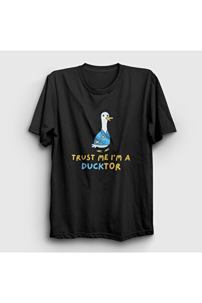 Presmono Tricou unisex Trust Me Ducktor cu model de rață neagră - 504588 tt