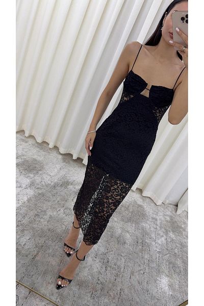 HAZELANNA Lace Black Invitation Dress