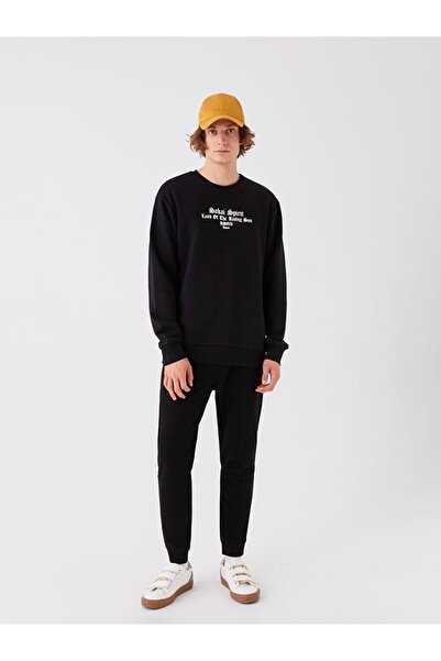 LC Waikiki Мъжки суичър с щампа с кръгло деколте и дълъг ръкав