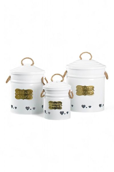 Milenay 3 Sizes Potato Onion Garlic Storage Bucket, Quality Material, Special Paint Coating