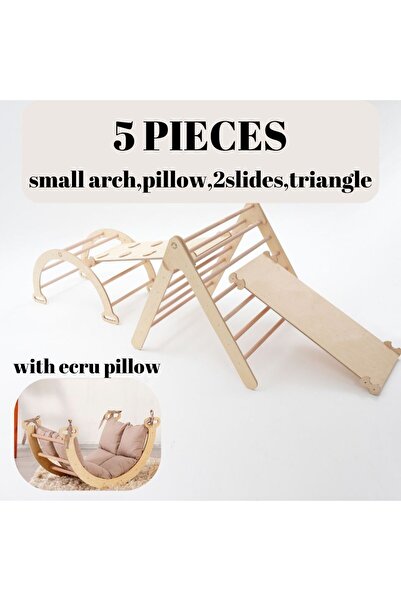 BAUMFEE Pikler Seti Macera Boy | Montessori Tam Set Ve Ekru Yastık | Üçgen&ke...