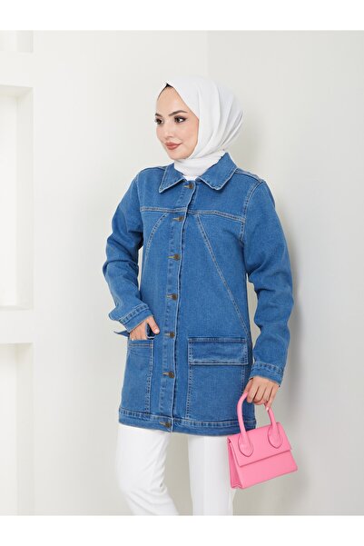 Marjinal City Γυναικείο τζιν μπουφάν με τσέπες και κουμπιά