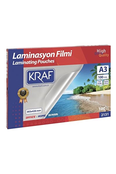 KRAF LAMİNASYON FİLMİ PARLAK A3 100 MİC 100'LÜ 2131