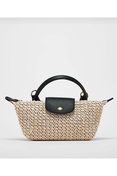 Mercan Women's Straw Knitted Mini Hand and Shoulder Bag - Stores