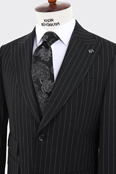 Kadir Büyükkaya Kırlangıç Yaka İki Düğmeli Erkek Takım Elbise-KAW1345W