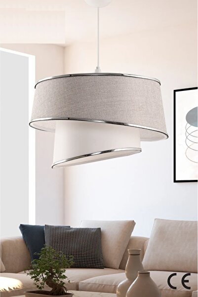 yamsan Manolya Modern Kumaş Başlıklı 2 katlı Yatak Odası Çocuk Odası Salon Mutfak Hol Avize