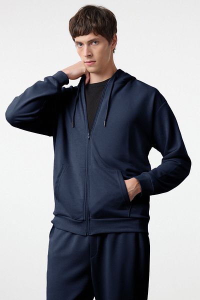 Trendyol Collection Σετ φόρμας με κουκούλα Navy Blue - TMNAW25EM00000