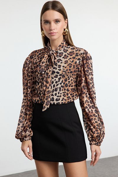 Trendyol Collection Leopárdmintás többszínű kötött blúz - TWOAW25BZ00279