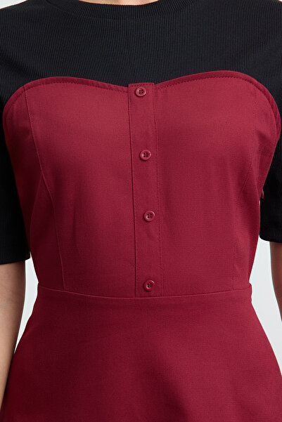 Trendyol Collection Μαύρο Μίντι Υφαντό Φόρεμα - TWOAW25EL00162