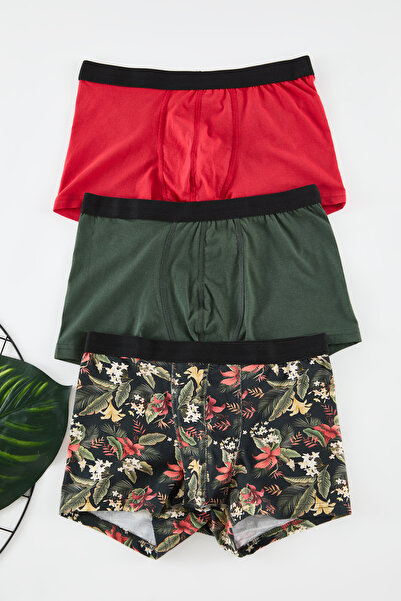 Trendyol Collection Vícebarevné 3 balení vzorované/rovné bavlněné boxerky TMNAW25BX00016