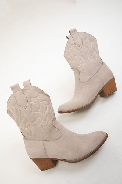 SOHO Nude Suede Women's Boots - 19803 Model Bootie