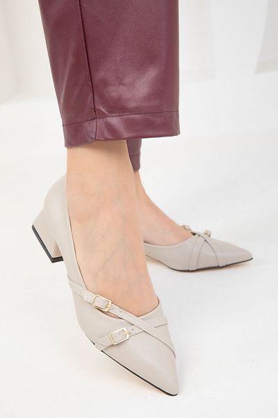 SOHO Beige klassische Damenschuhe mit Absatz – 19647