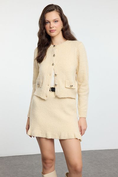 Trendyol Collection Kötöttáru alsó-felső szett - Stone Boucle Belt TWOAW25AU00019