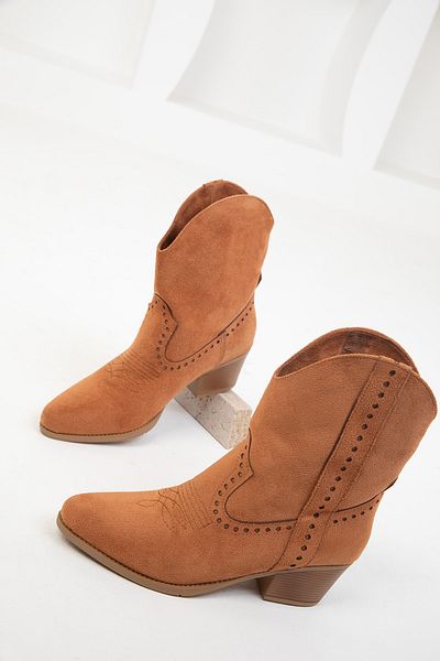 SOHO Tan Suede Dámské boty - 19808 Model Bootie