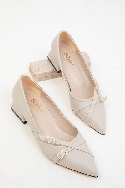 SOHO Beige klassische Damenschuhe mit Absatz – 19647