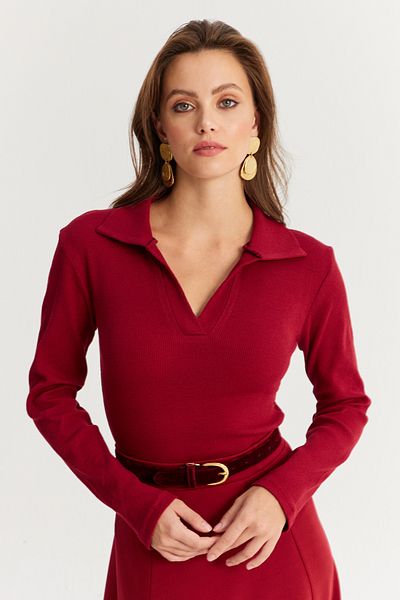 Cool & Sexy Bluzka damska z golfem w kolorze claret red - Lon3006