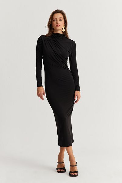 Cool & Sexy Dámské Maxi šaty Black Drape Dmr377