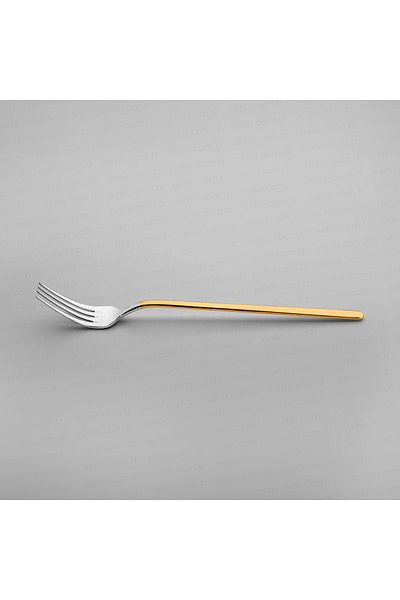 Nehir Sofia Gold Plain 30-Piece Fork and Spoon Set for 6 People