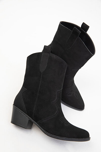 SOHO Black Suede Women's Boots - 19820 Model Bootie