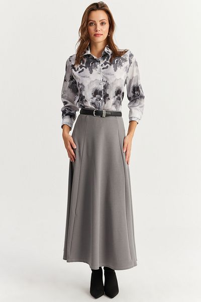 Cool & Modest Grauer Glockenrock für Damen, Modell MLON3005