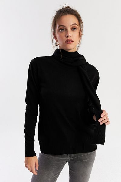 Cool & Modest Γυναικείο Μαύρο Σάλι Αξεσουάρ Πλεκτό Μπλούζα YV286