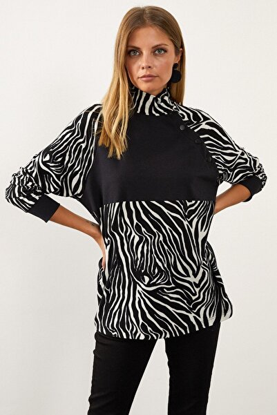 Cool & Modest MEY1084 Modell Schwarz-Weiß-Block-Sweatshirt