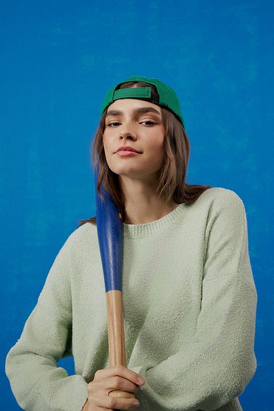 WRANGLER Normál szabású, normál szabású nyakú női menta zöld Cozy Utility kötöttáru pulóver
