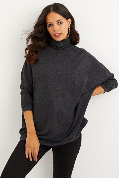 Cool & Modest Women's Anthracite Bat Sleeve Fisherman Blouse Mey1049