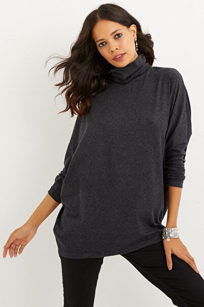 Cool & Modest Women's Anthracite Bat Sleeve Fisherman Blouse Mey1049