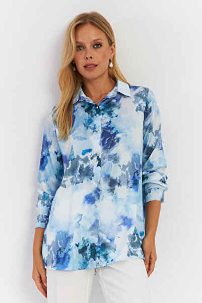 Cool & Modest Cămașă de damă cu model Blue Stone - MLVF9