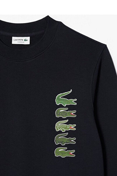 Lacoste Férfi sötétkék hosszú ujjú, kerek nyakú pulóver