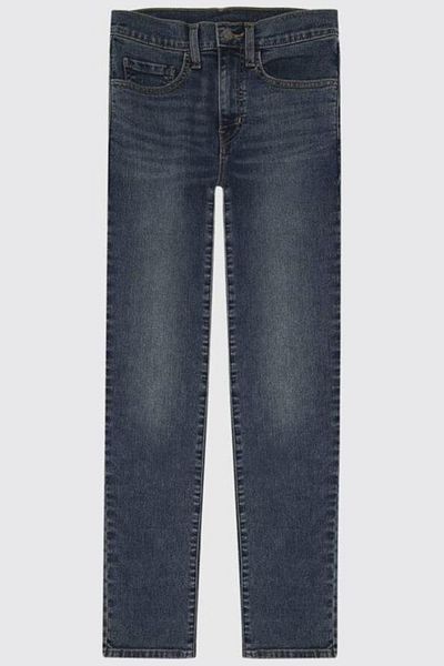 Levi's 724 közepes indigó egyenes magas emelkedés - hordva
