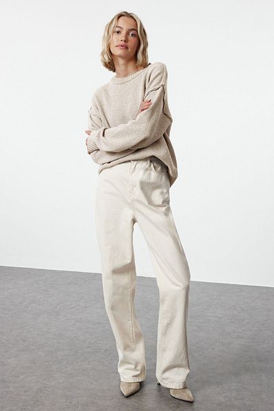 Trendyol Collection Wide Fit - Stone Color Sustainable Knitwear Sweater Twoaw25Kz00307